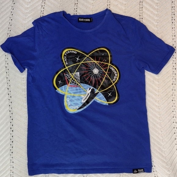 Black Pyramid Space T Shirt Men's Size L Blue Short Sleeve OH3 1989 Shuttle Atom - Picture 1 of 6